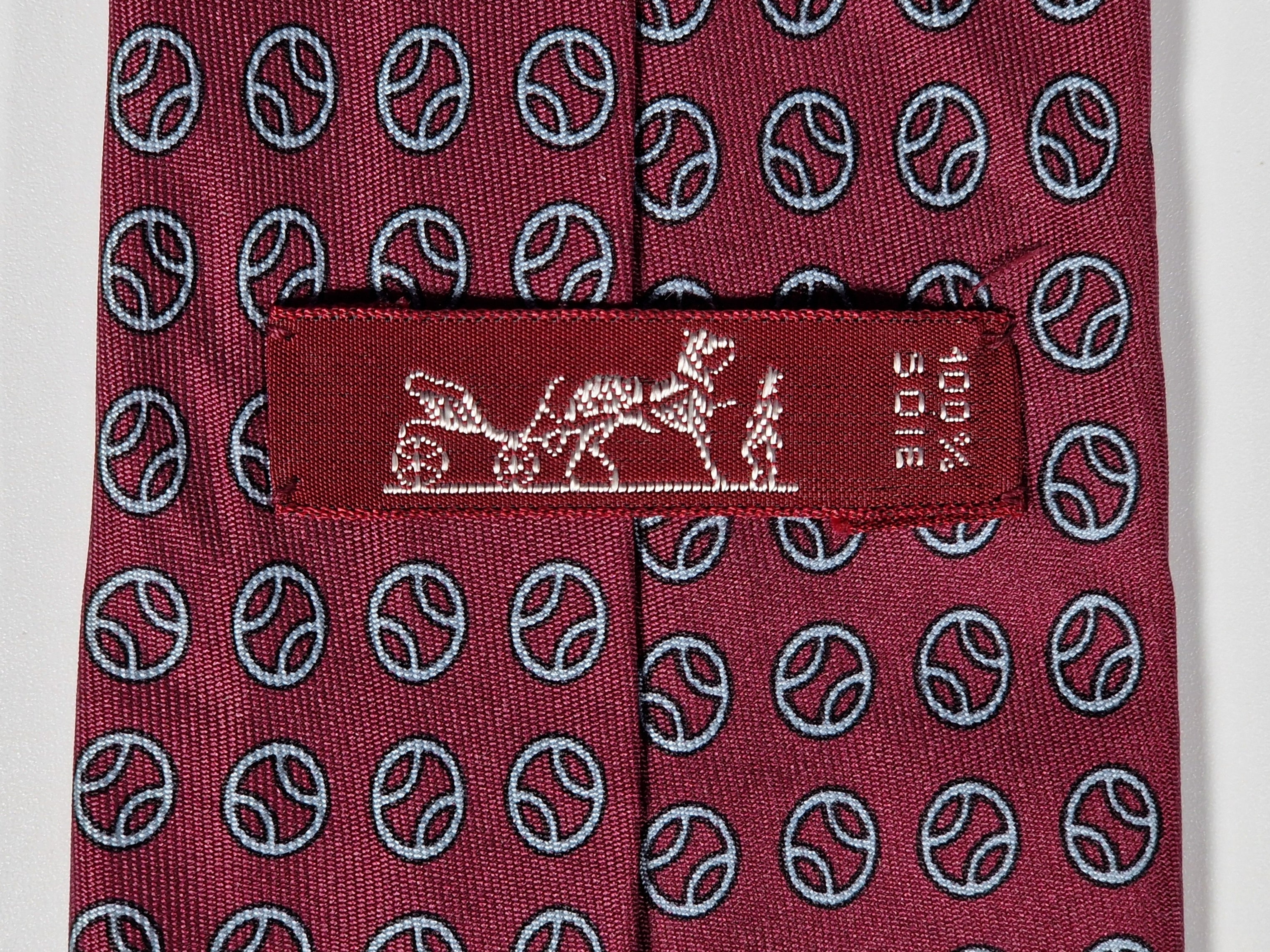 Hermès silk tie red tennisball pattern 777 UA