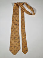 007784 Hermès tie brown dog pattern 7784 FA