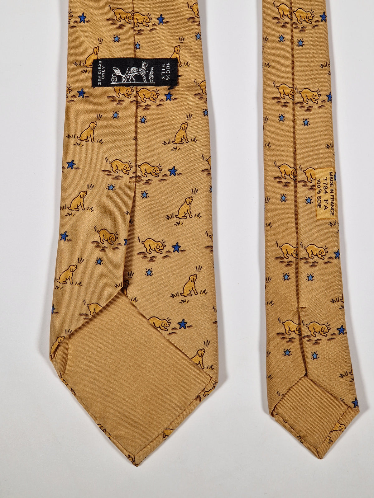 007784 Hermès tie brown dog pattern 7784 FA