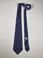 Hermès silk tie blue fish pattern Hermès 7785 FA tie blue