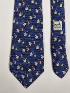 Hermès silk tie blue fish pattern Hermès 7785 FA tie blue