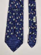 Hermès silk tie blue fish pattern Hermès 7785 FA tie blue