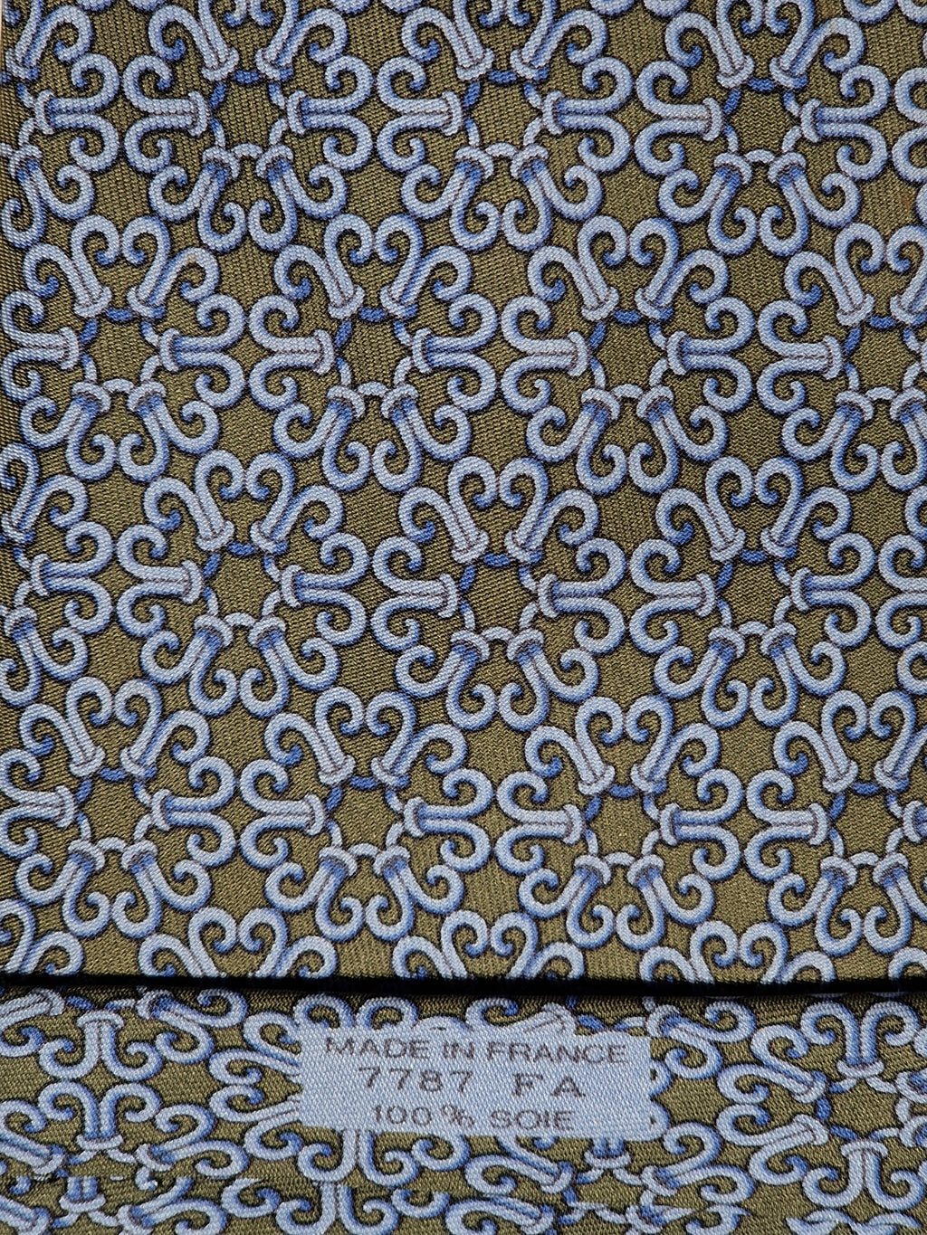 007787 Hermès tie green geometrical pattern 7787 FA