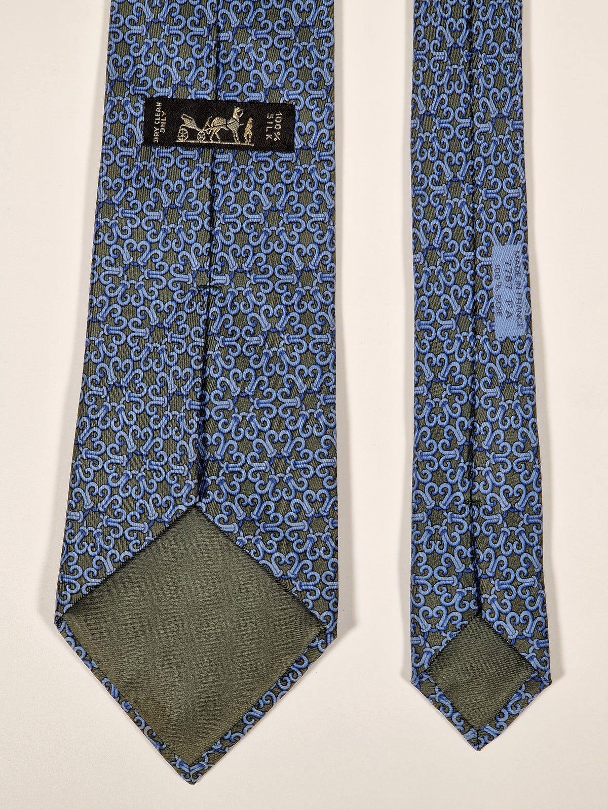 007787 Hermès tie green geometrical pattern 7787 FA