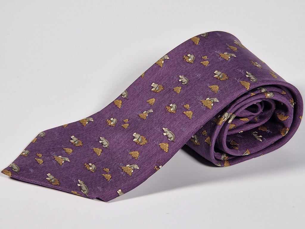 Hermès silk tie purple mole pattern Hermès 7794 FA tie purple