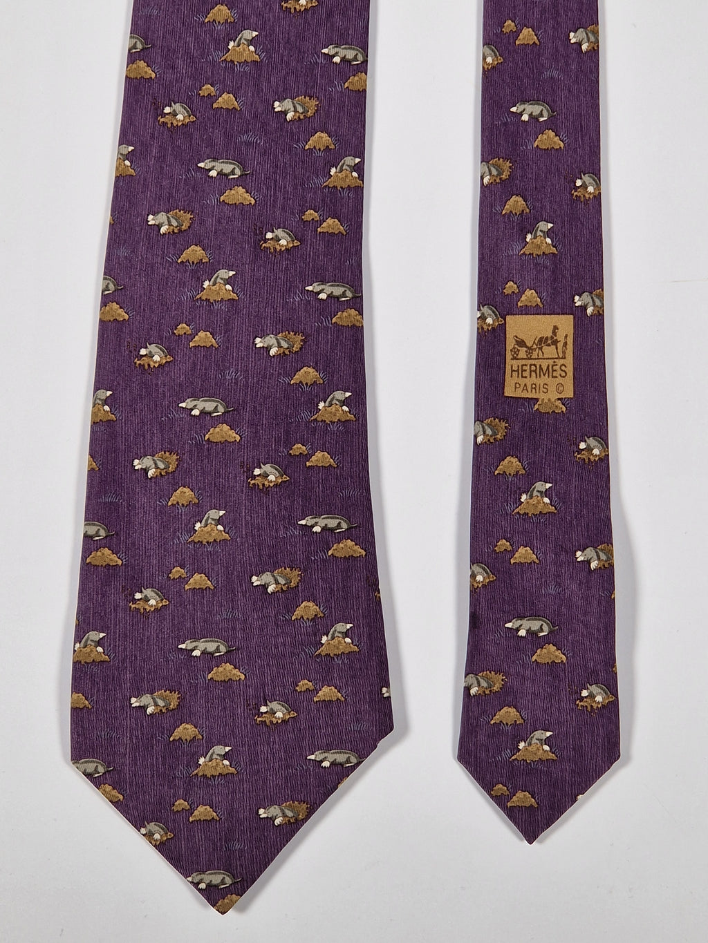 Hermès silk tie purple mole pattern Hermès 7794 FA tie purple