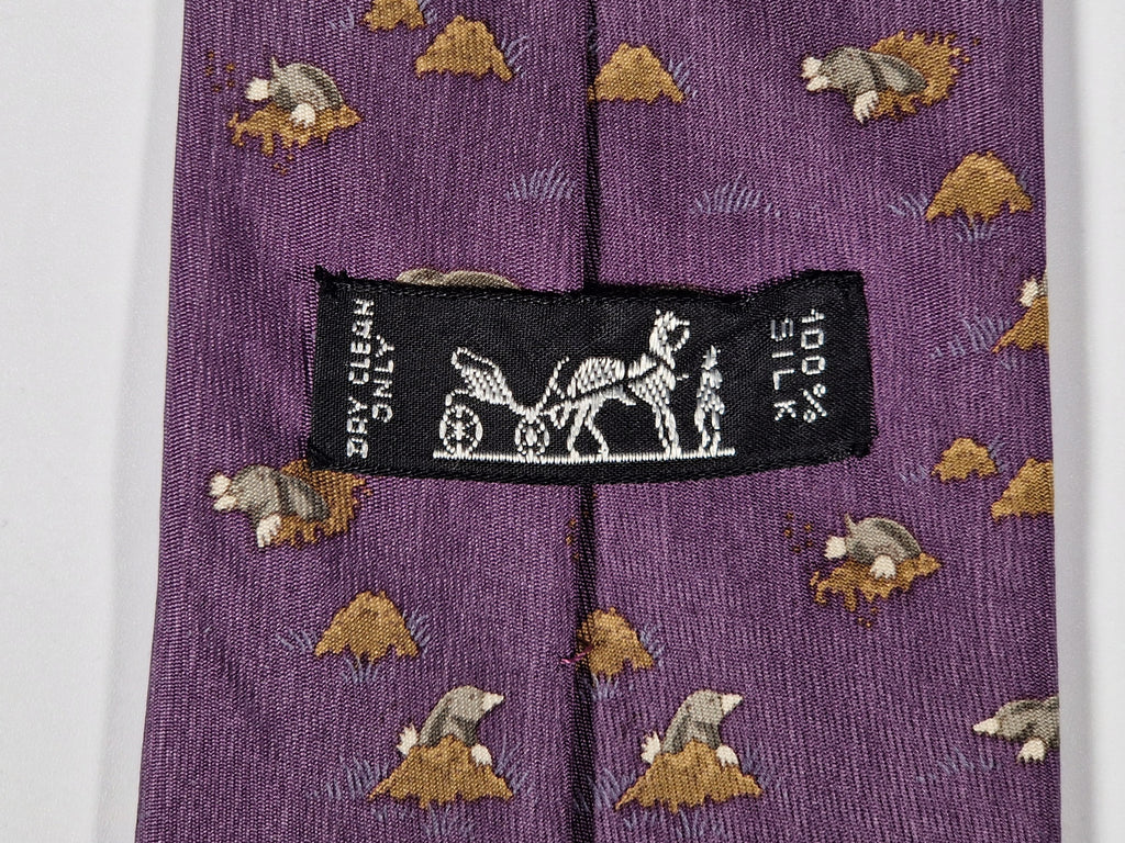 Hermès silk tie purple mole pattern Hermès 7794 FA tie purple