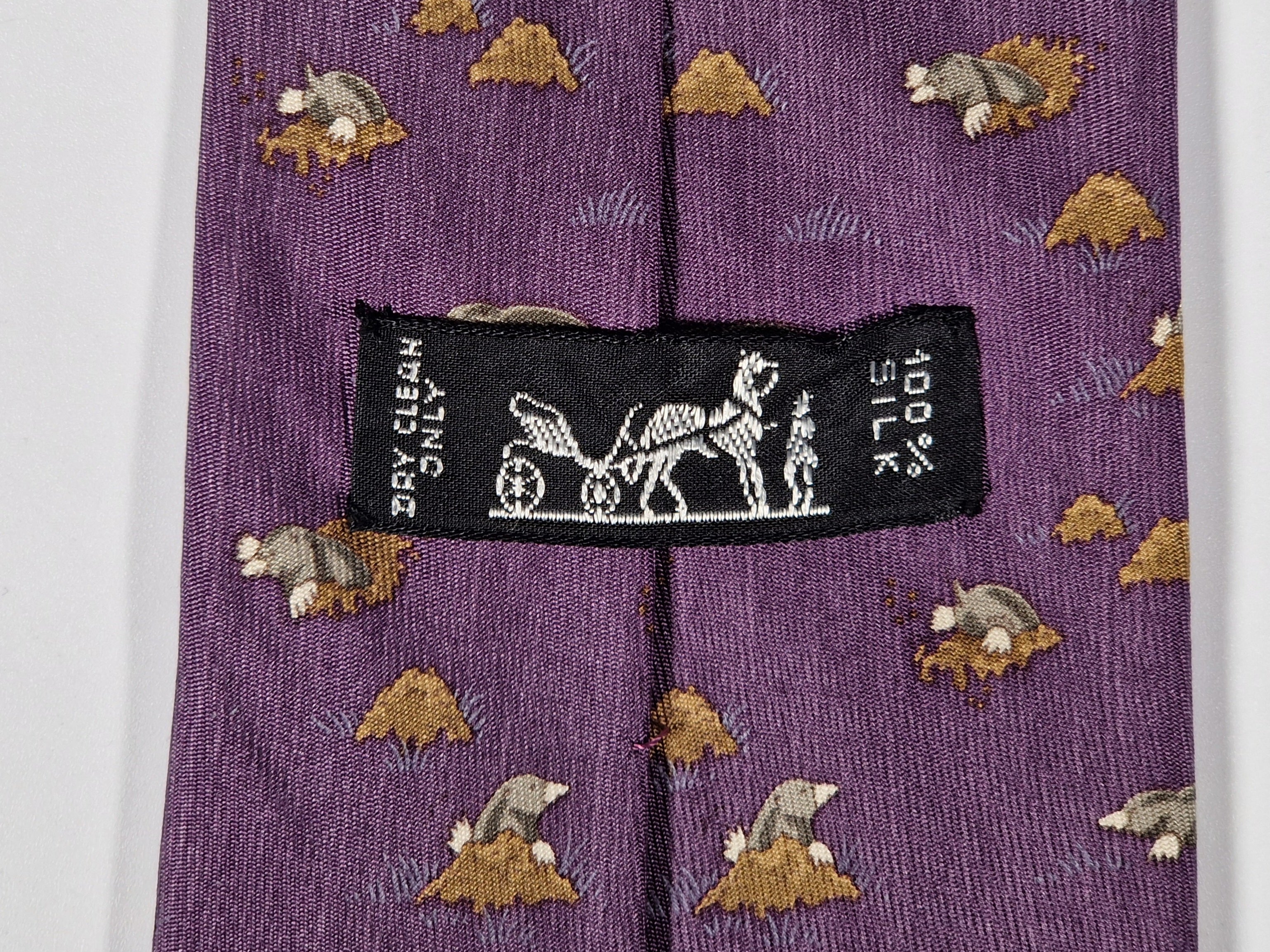 Hermès silk tie purple mole pattern Hermès 7794 FA tie purple