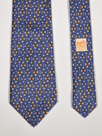 007798 Hermès silk tie blue flowers 7798 FA
