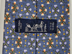 007798 Hermès silk tie blue flowers 7798 FA