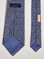 007798 Hermès silk tie blue flowers 7798 FA