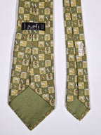007803 Hermès silk tie green whimsical pattern 7803 FA
