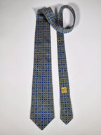 Hermès silk tie blue geometric pattern 7821 UA