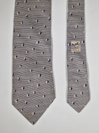 007825 Hermès tie blue spotted and striped 7825 UA