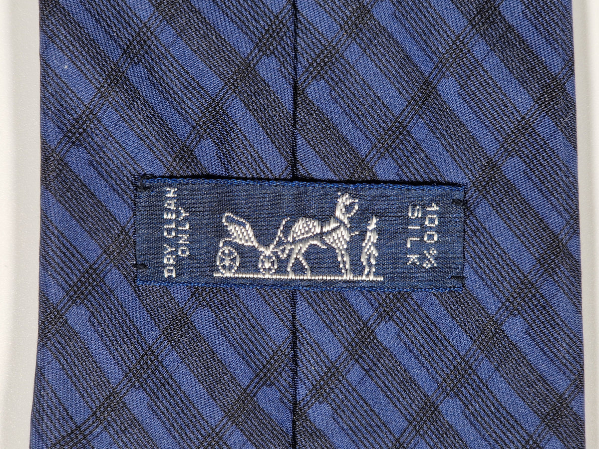 007837 Hermès tie blue cheker pattern 7837 UA