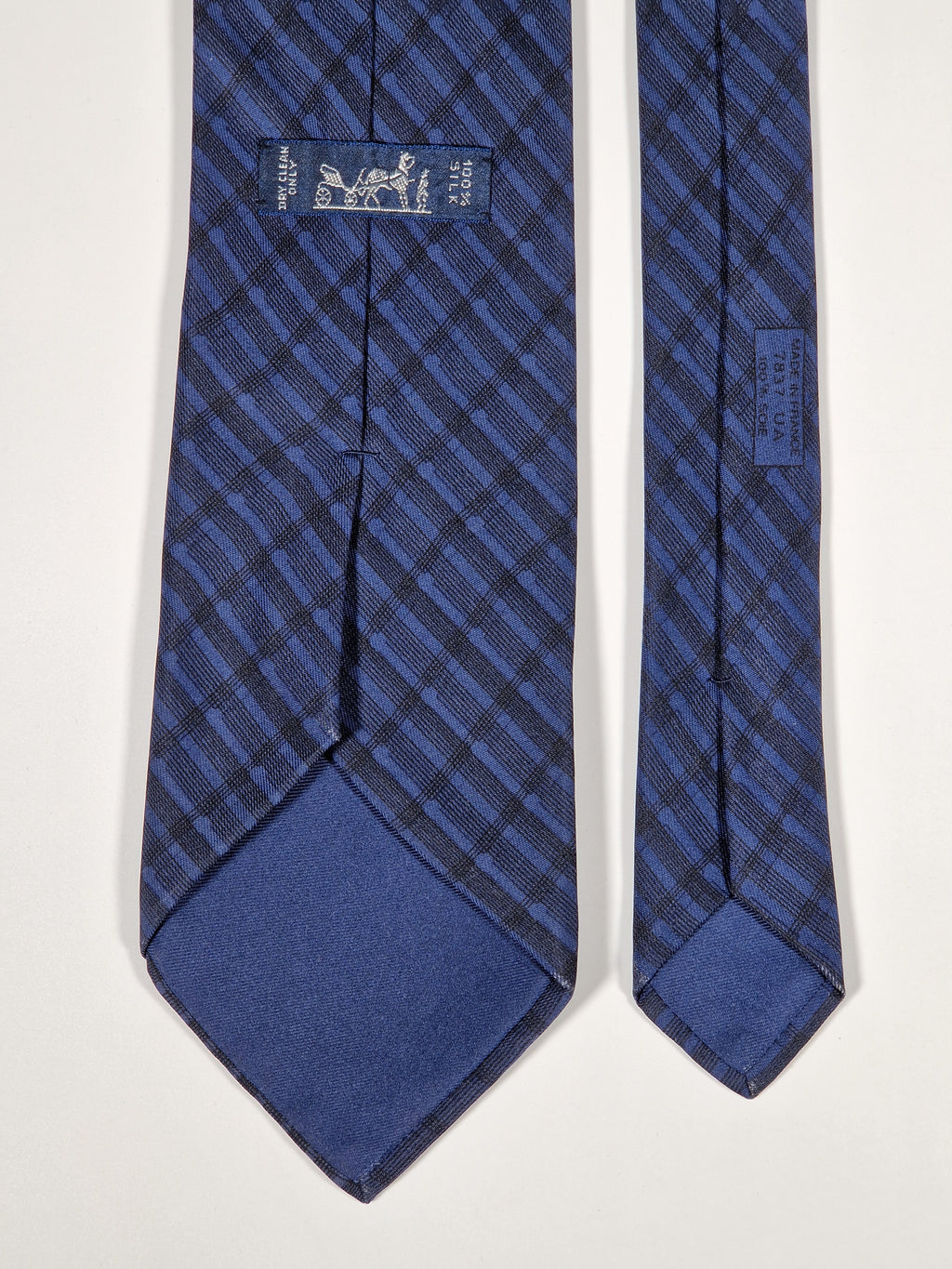 007837 Hermès tie blue cheker pattern 7837 UA