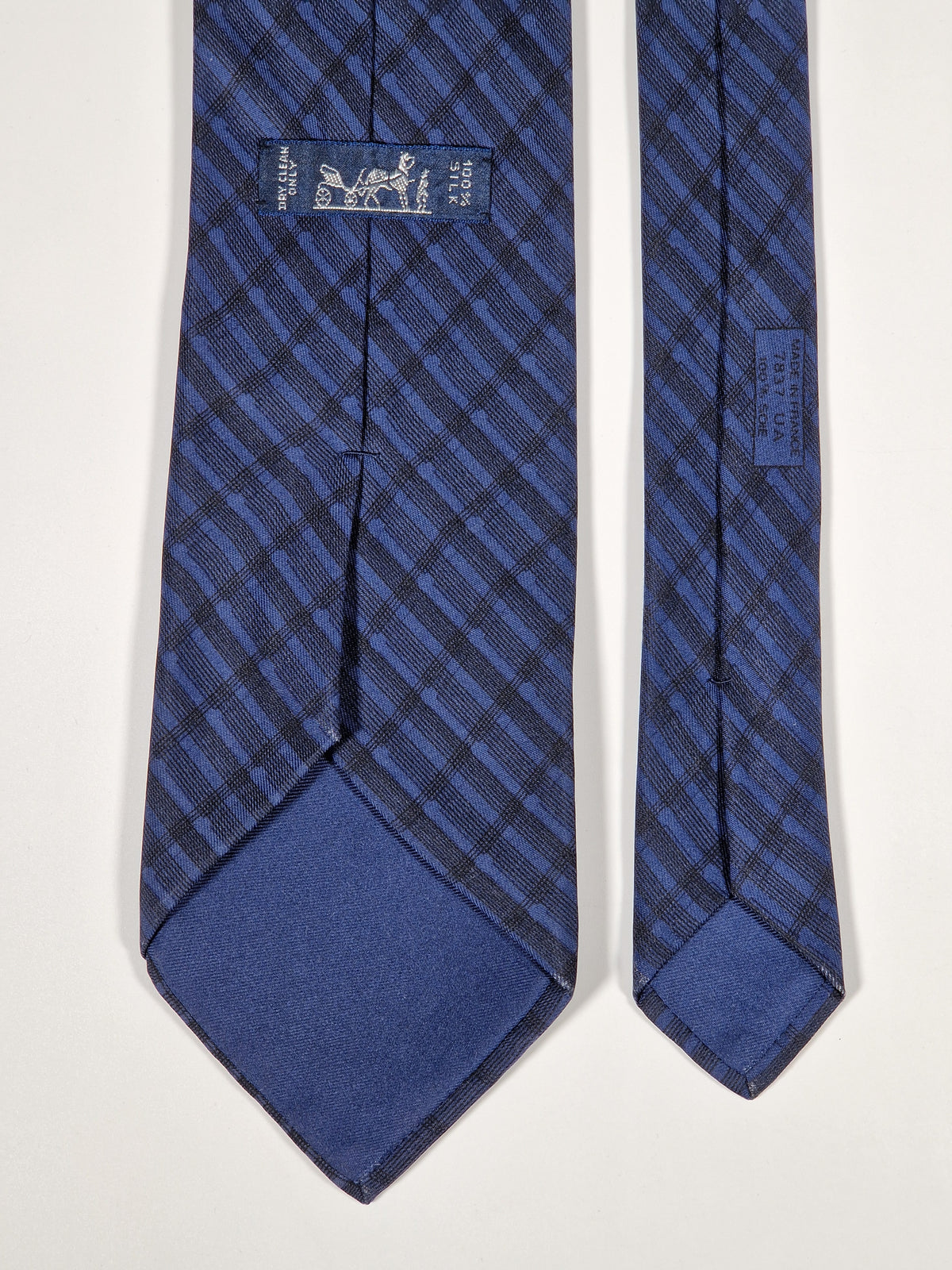 007837 Hermès tie blue cheker pattern 7837 UA