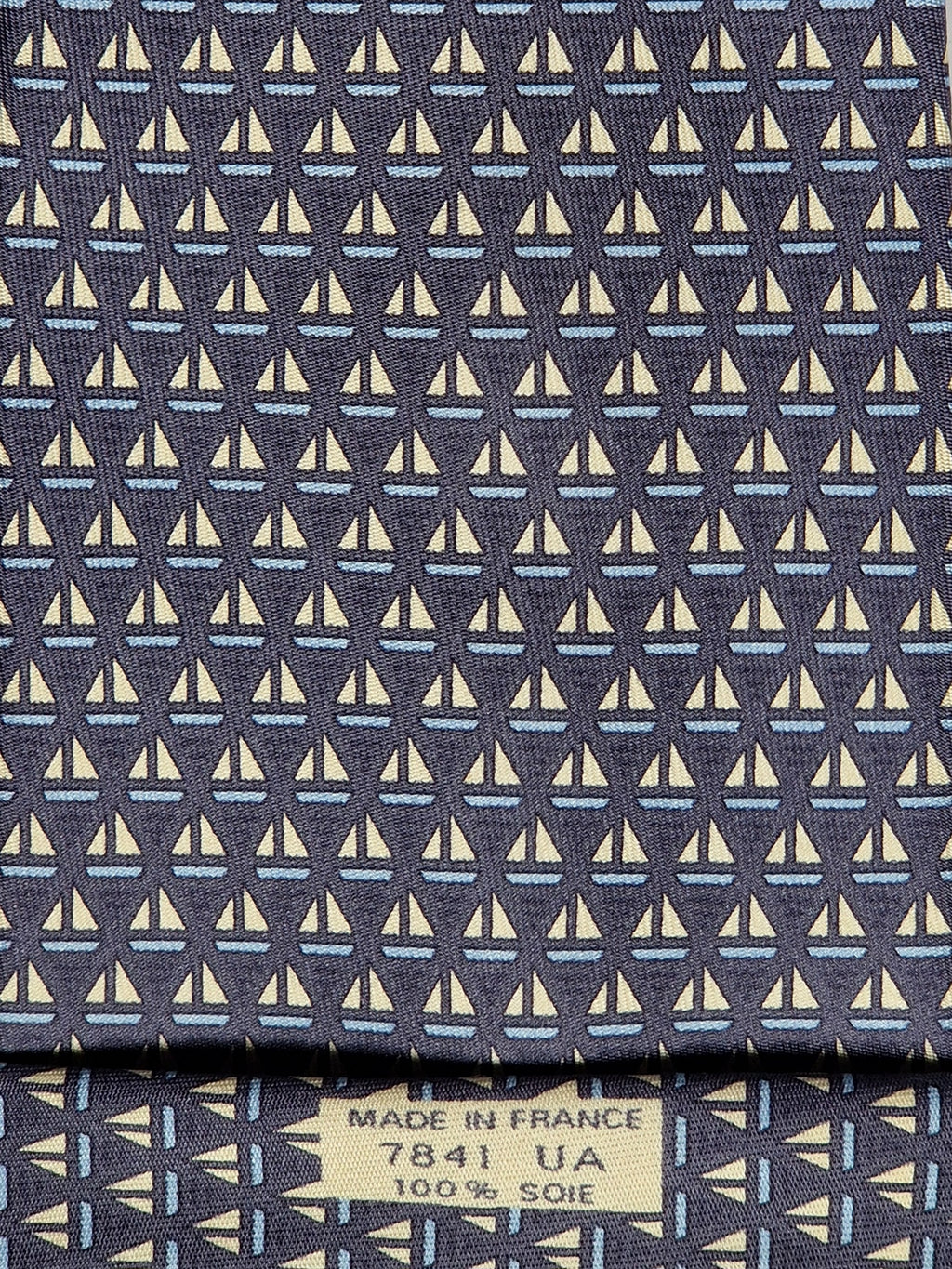 Hermès silk tie grey sailboat pattern 7841 UA