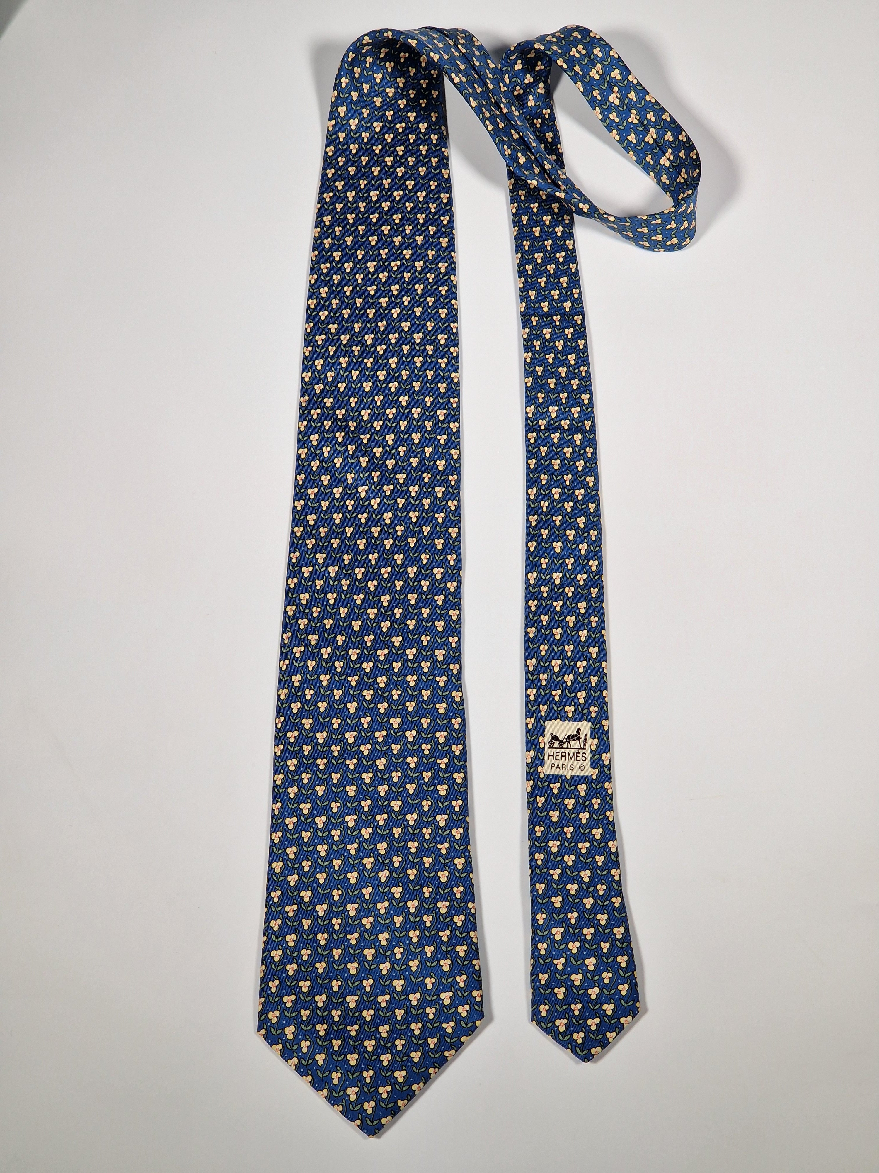 007845 Hermès tie blue florwera 7845 UA