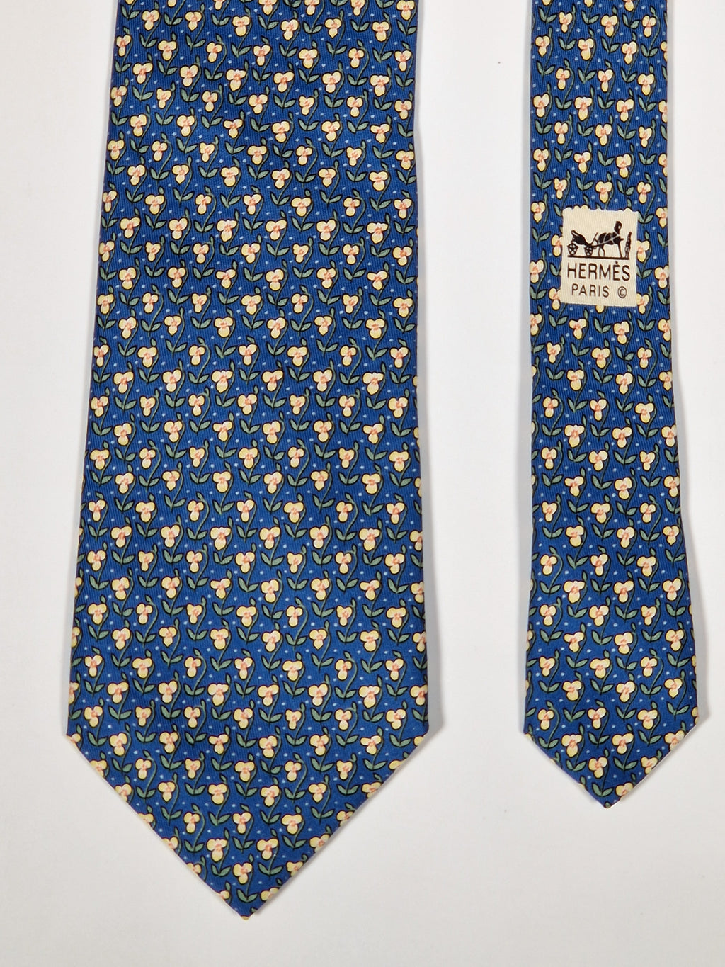 007845 Hermès tie blue florwera 7845 UA
