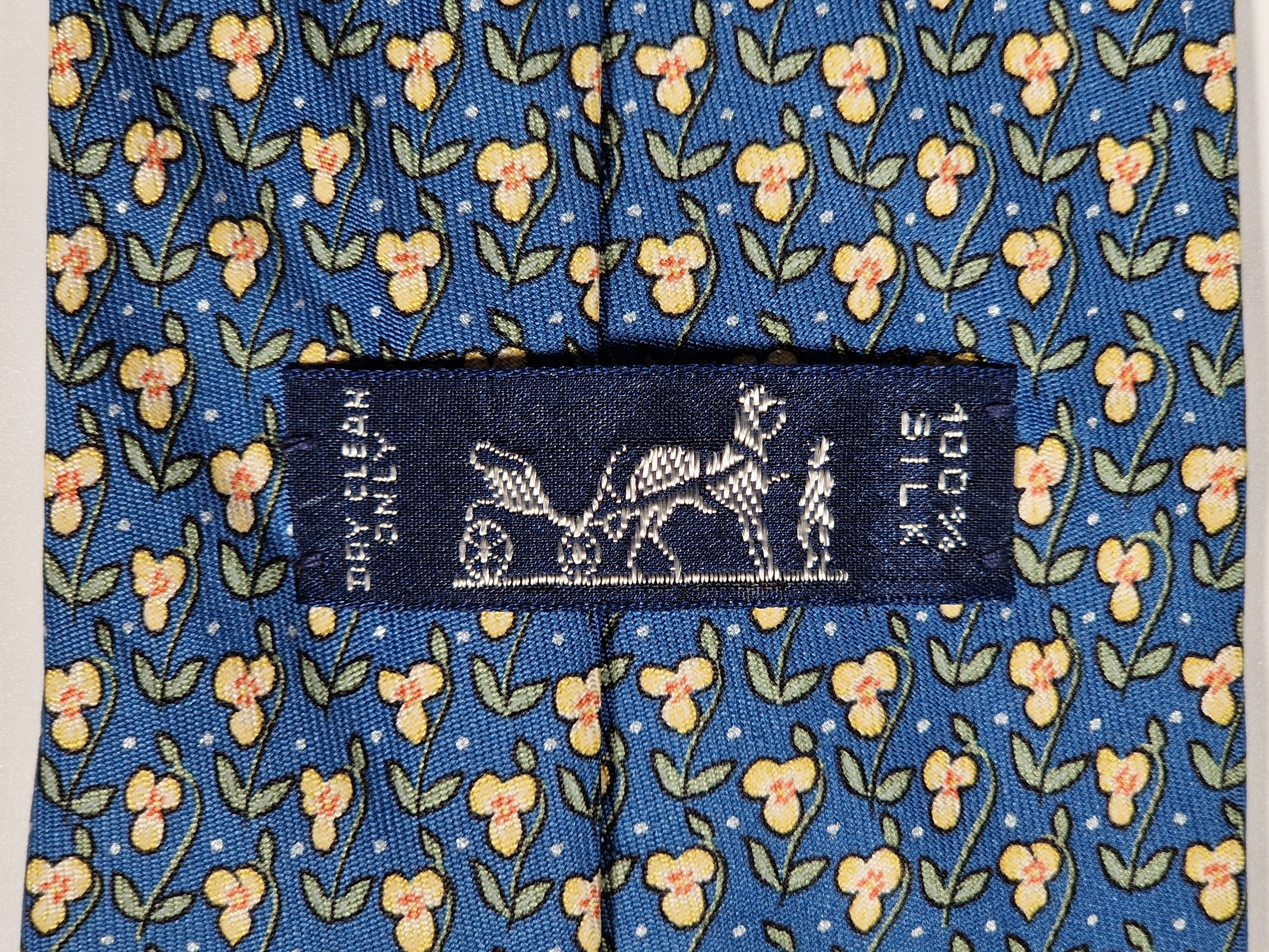 007845 Hermès tie blue florwera 7845 UA