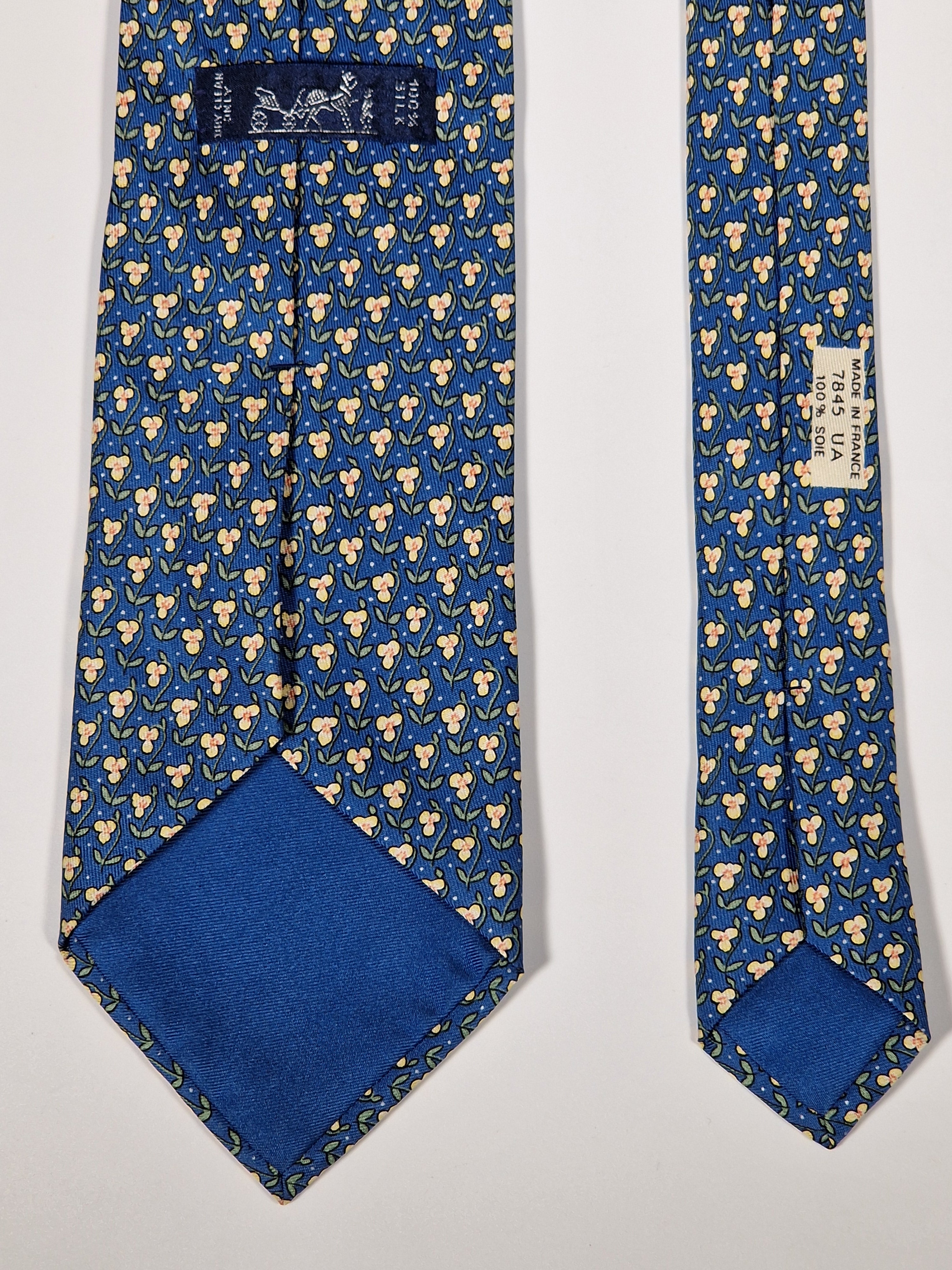 007845 Hermès tie blue florwera 7845 UA
