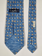 007850 Hermès tie blue Snail and hedgehog whimsical pattern 7850 UA