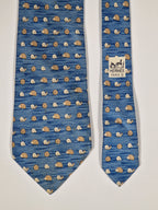 007850 Hermès tie blue Snail and hedgehog whimsical pattern 7850 UA