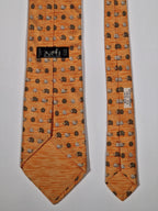 Hermès silk tie orange hedgehog and snail whimsical pattern 7850 UA