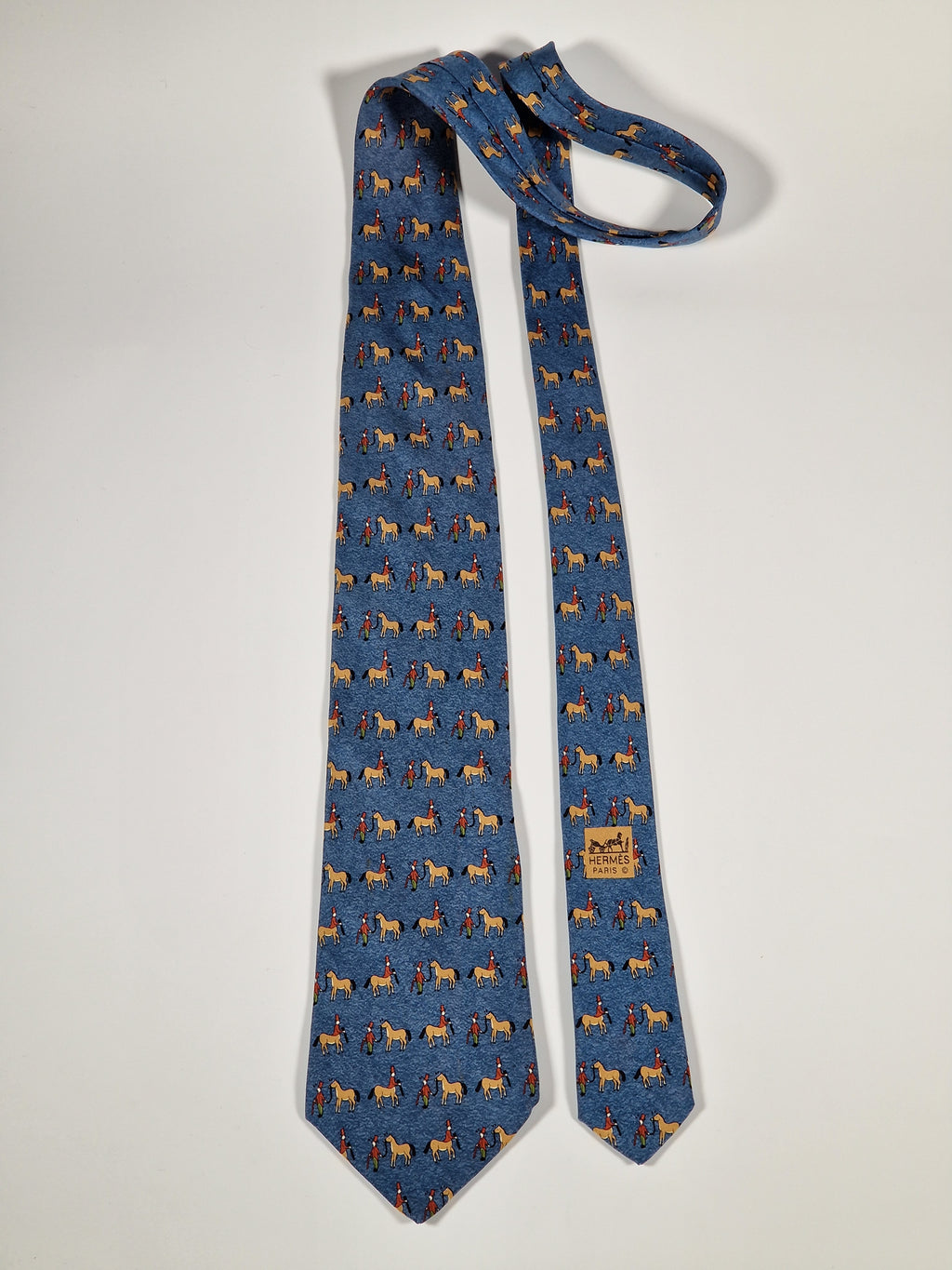 Hermés blue silk tie horse and kentaur 7858 UA