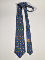 Hermés blue silk tie horse and kentaur 7858 UA