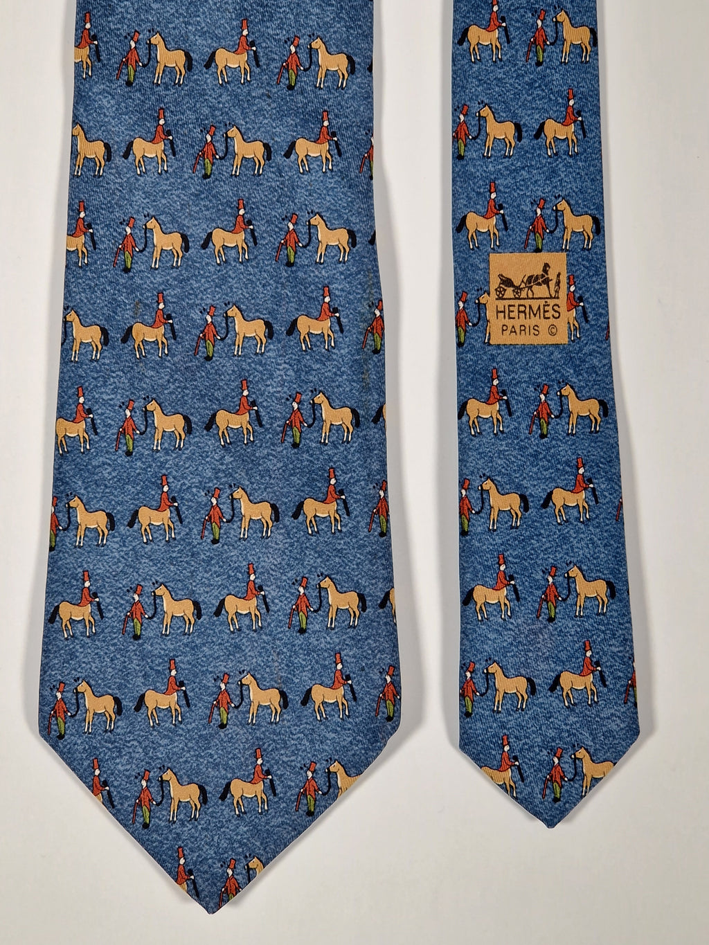 Hermés blue silk tie horse and kentaur 7858 UA