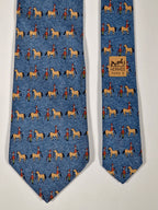 Hermés blue silk tie horse and kentaur 7858 UA