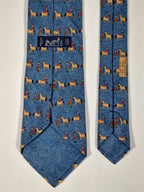 Hermés blue silk tie horse and kentaur 7858 UA