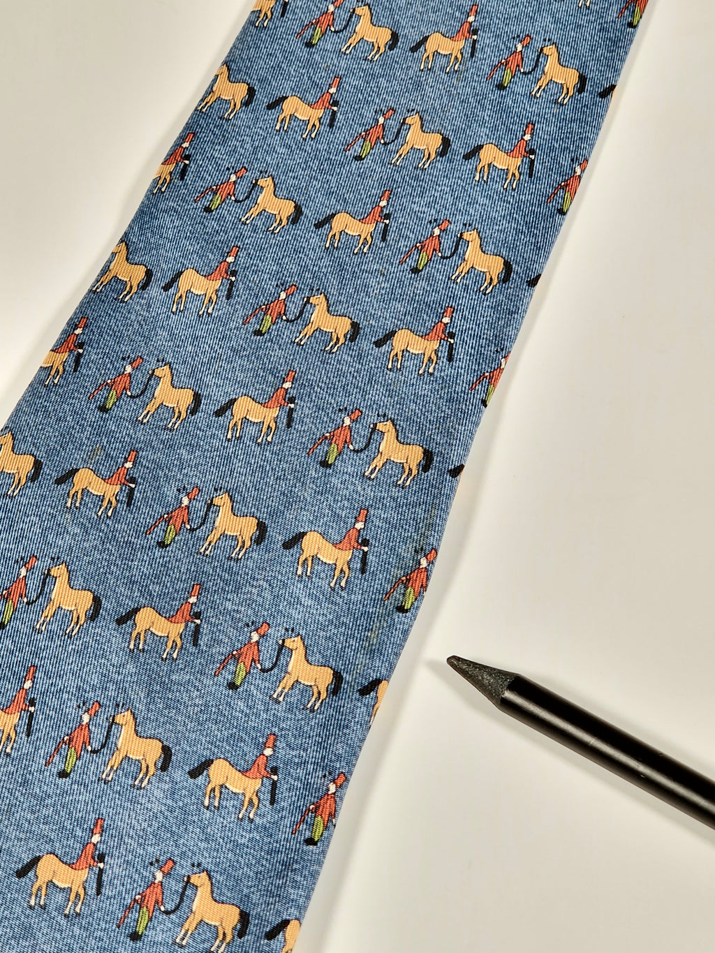 Hermés blue silk tie horse and kentaur 7858 UA