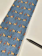 Hermés blue silk tie horse and kentaur 7858 UA