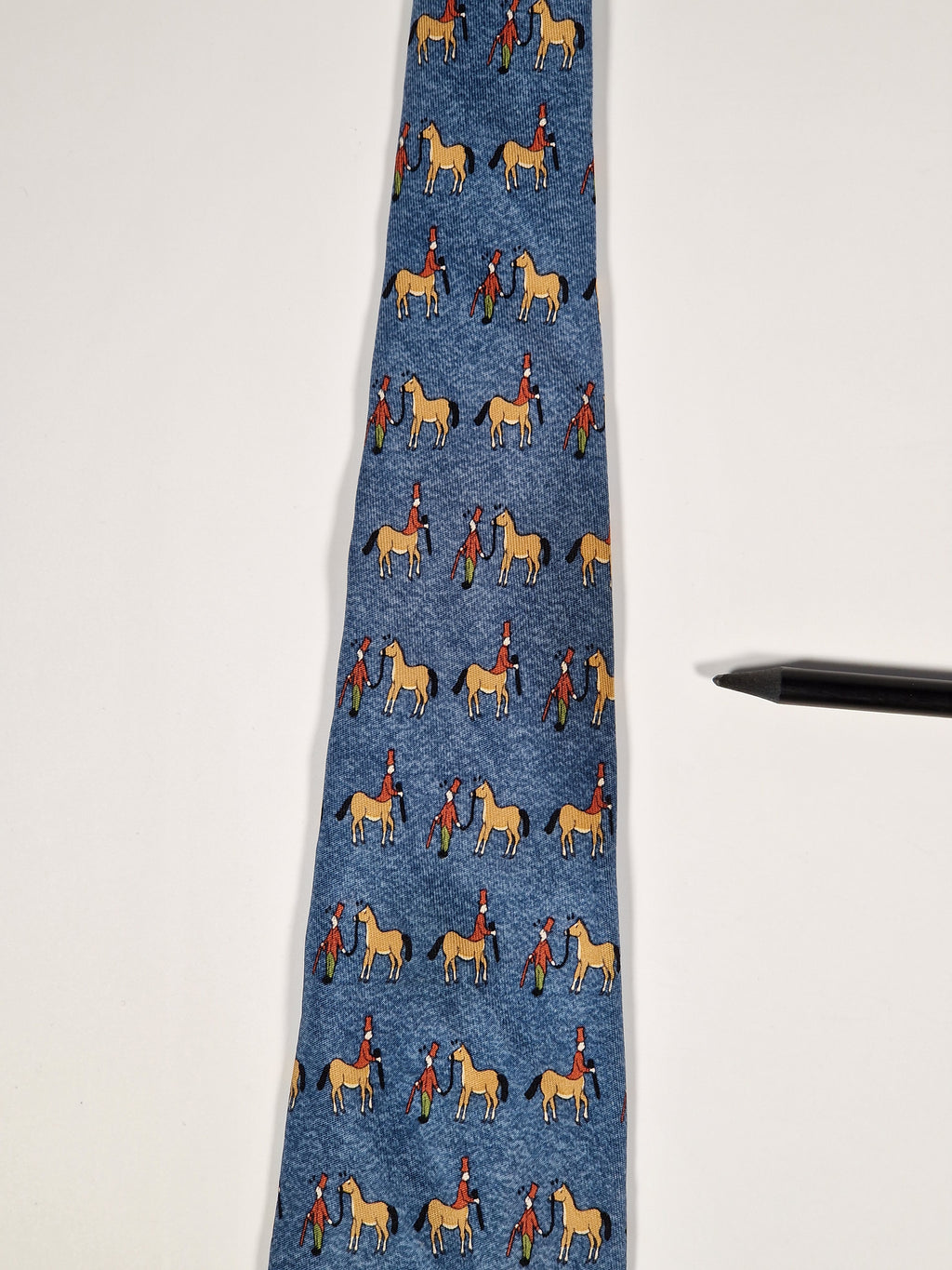 Hermés blue silk tie horse and kentaur 7858 UA