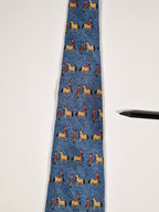 Hermés blue silk tie horse and kentaur 7858 UA