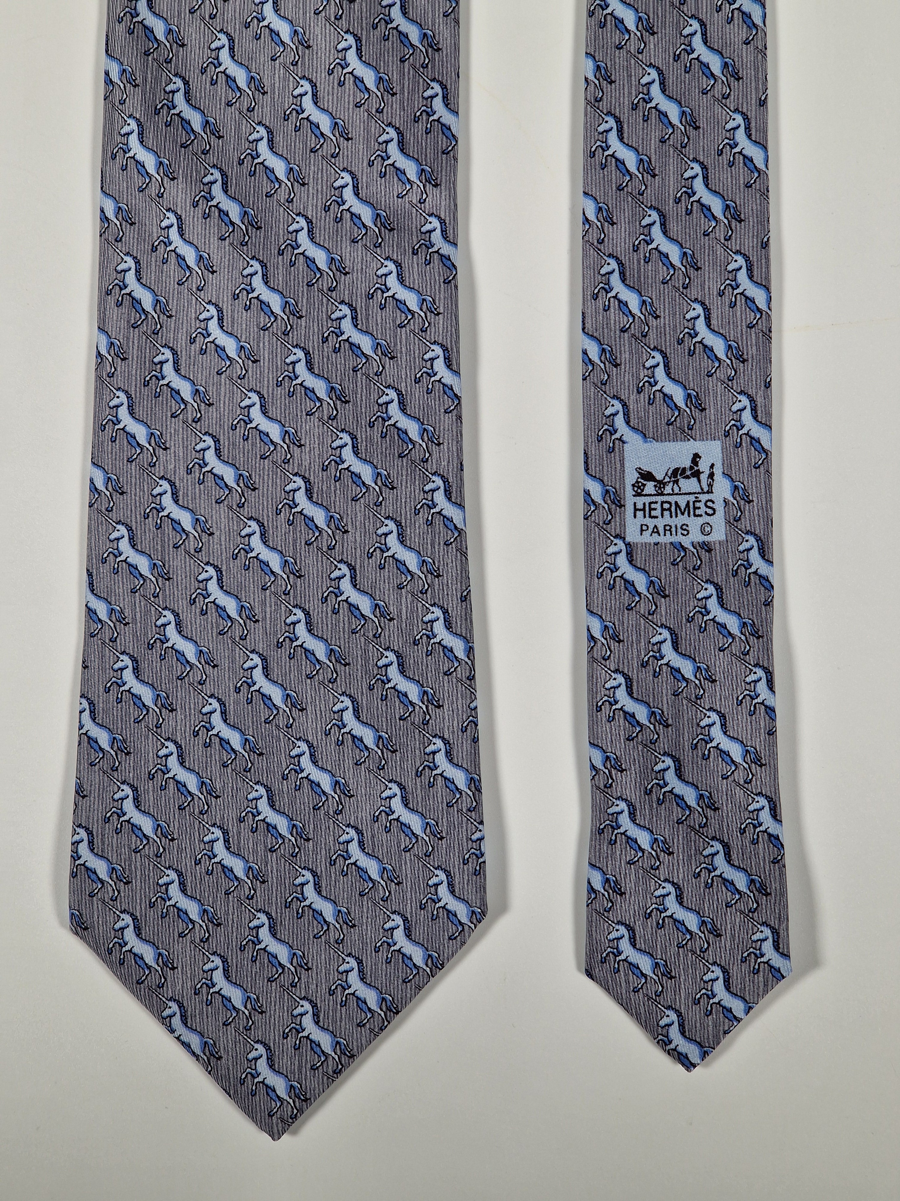Hermès silk tie grey unicon pattern Hermès 7866 UA tie grey
