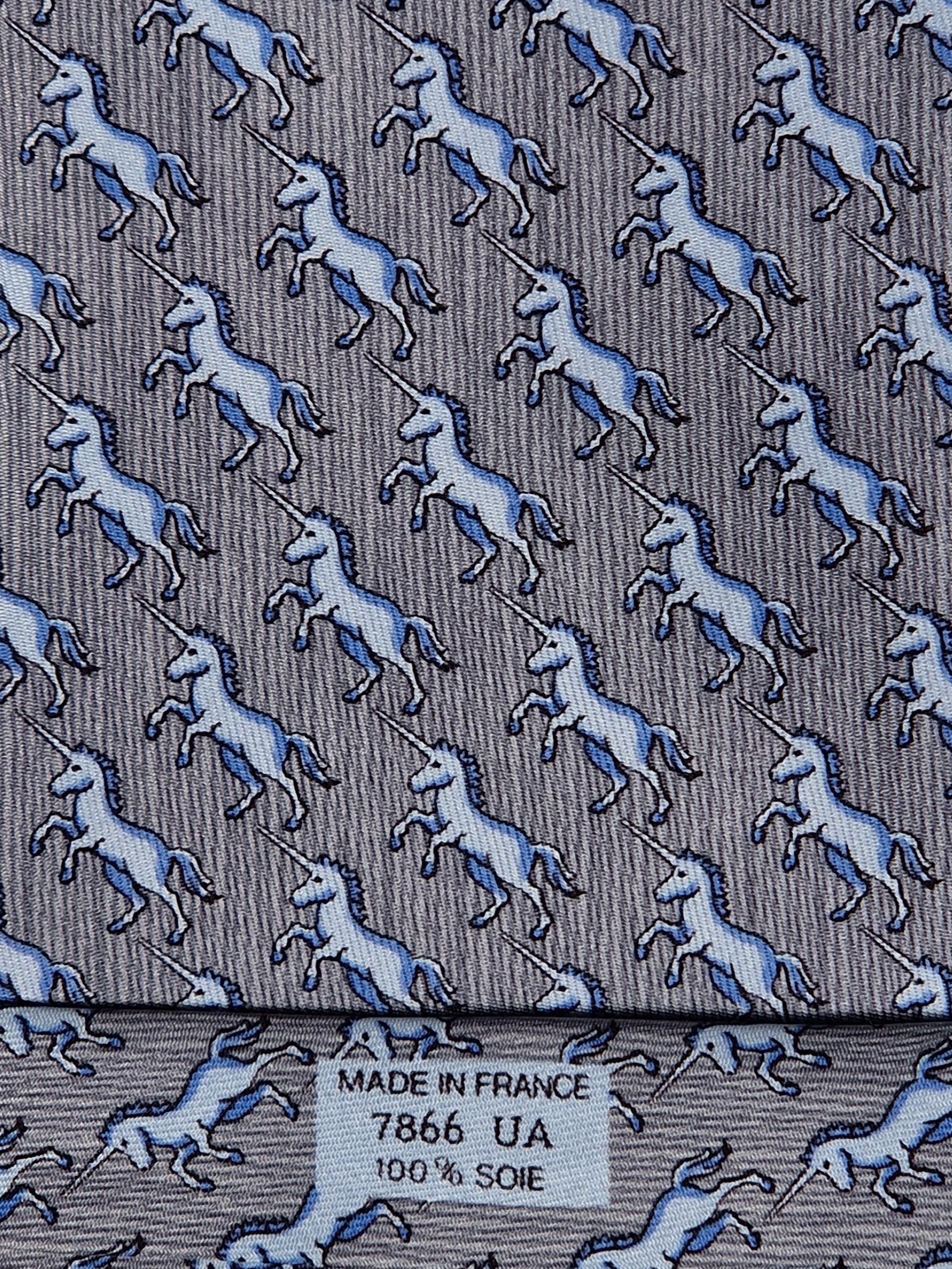 Hermès silk tie grey unicon pattern Hermès 7866 UA tie grey