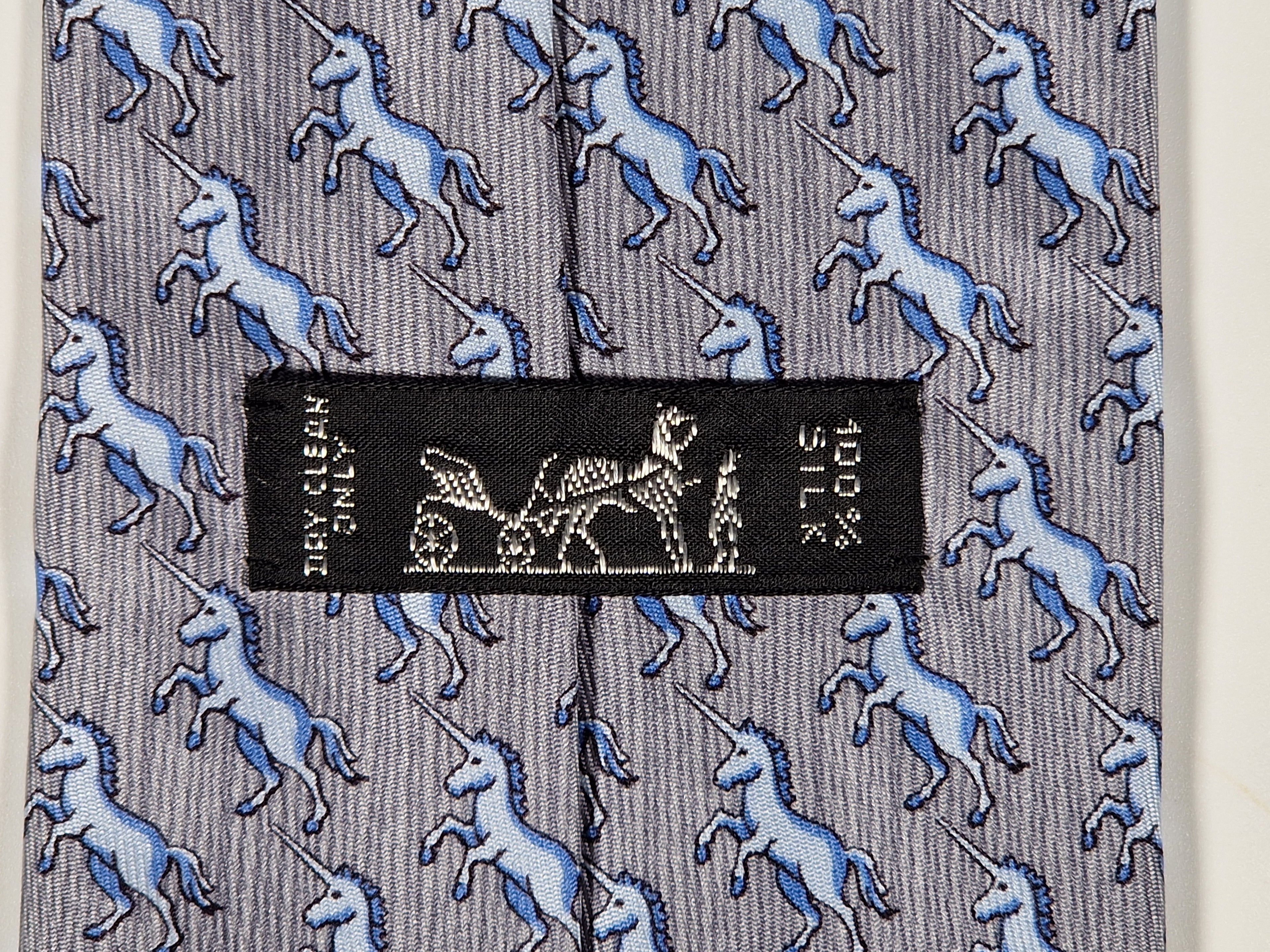 Hermès silk tie grey unicon pattern Hermès 7866 UA tie grey