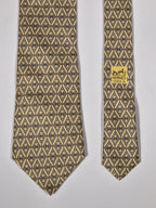 007869 Hermès tie green geometrical pattern 7869  UA