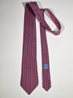 007874 Hermès tie red equestrian pattern 7874 UA