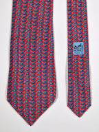 007874 Hermès tie red equestrian pattern 7874 UA