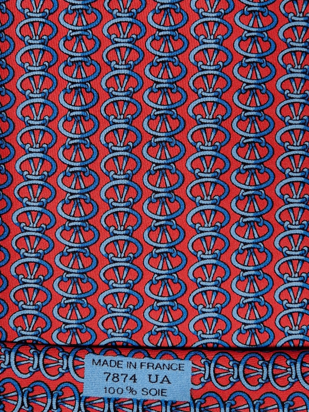 007874 Hermès tie red equestrian pattern 7874 UA