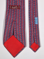 007874 Hermès tie red equestrian pattern 7874 UA