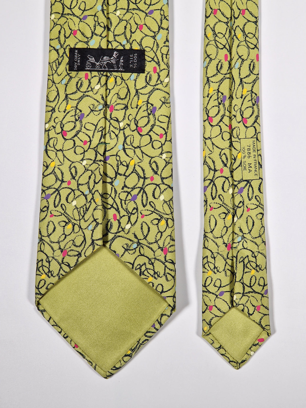 007886 Hermès tie green crayon pattern 7886 MA