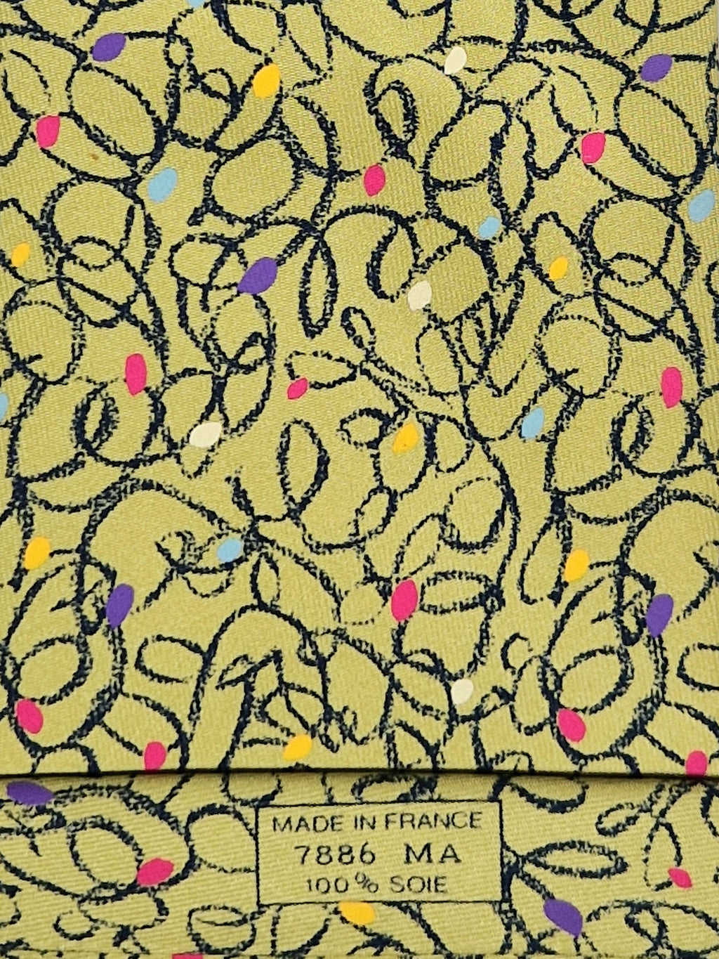007886 Hermès tie green crayon pattern 7886 MA