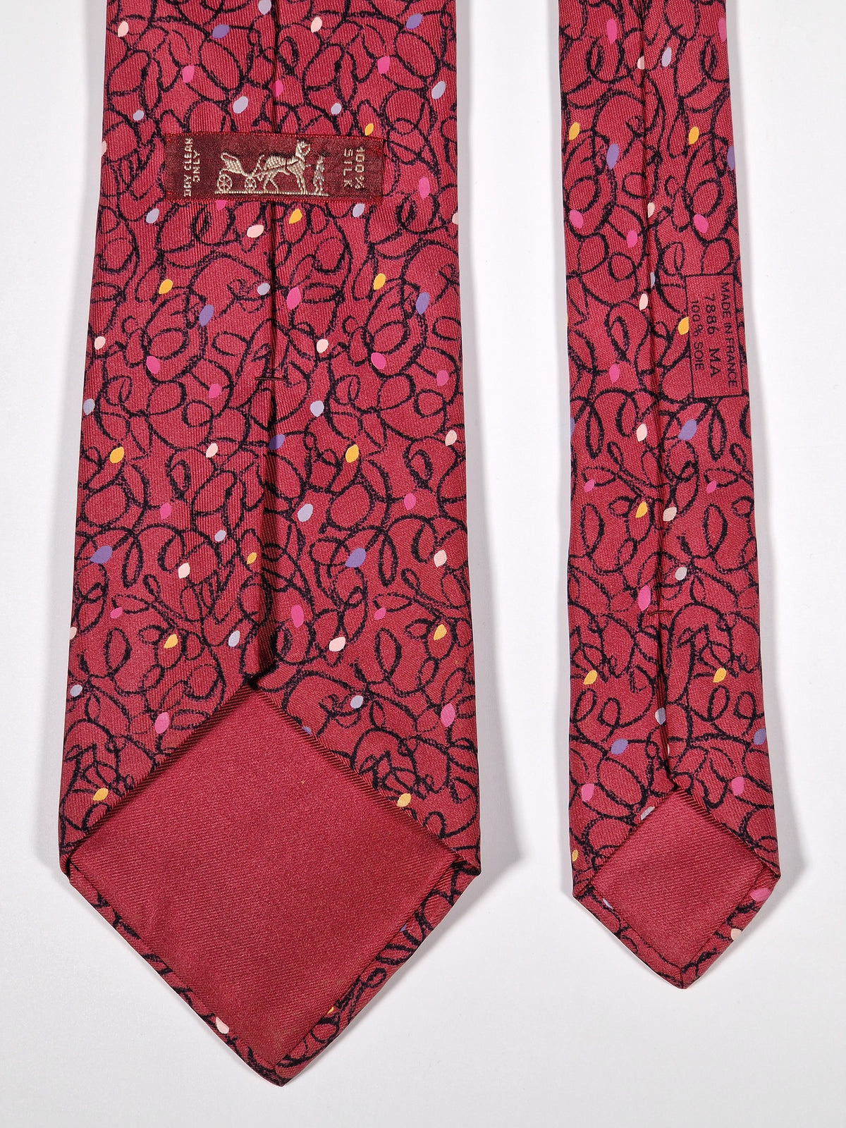 007886 Hermès tie red crayon pattern 7886 MA