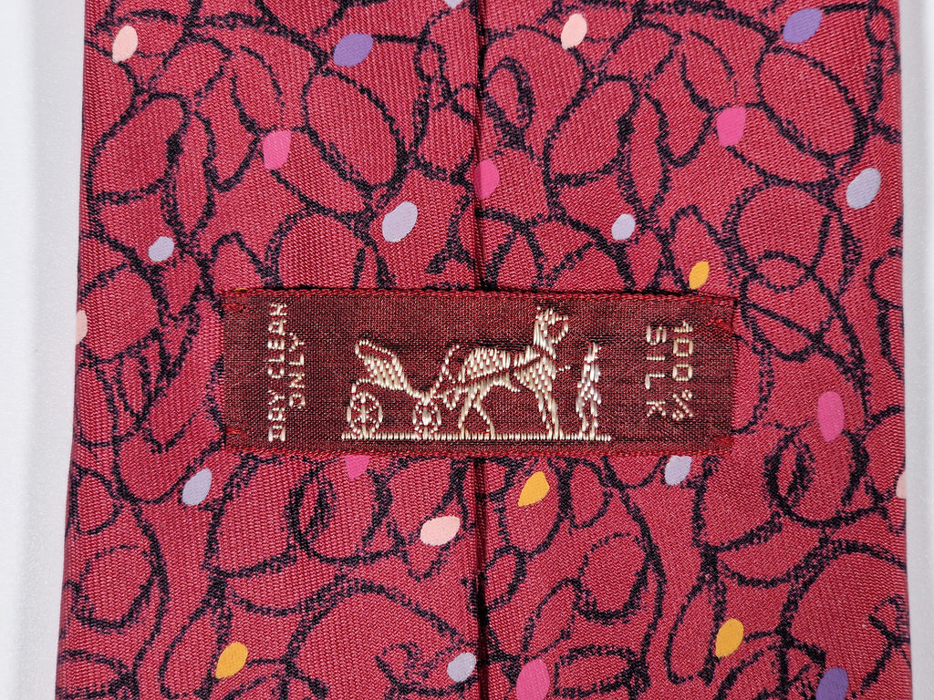 007886 Hermès tie red crayon pattern 7886 MA